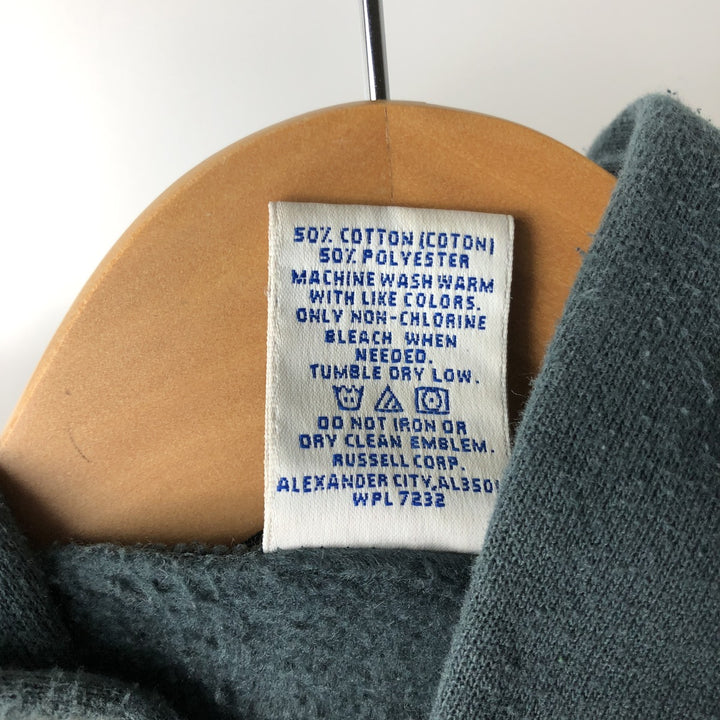 80s-90'S Russell sweatshirt pullover hoodie, men's size L equivalent, vintage. cotton Green type dark green Vintage Second Hand