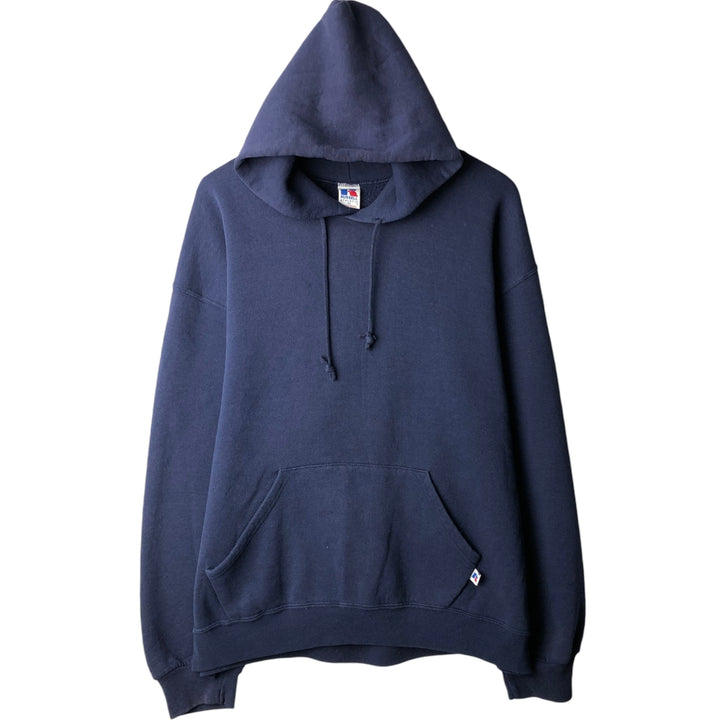 80s-90'S Russell sweatshirt pullover hoodie, men's size XL equivalent, vintage. cotton navy blue type Vintage Second Hand