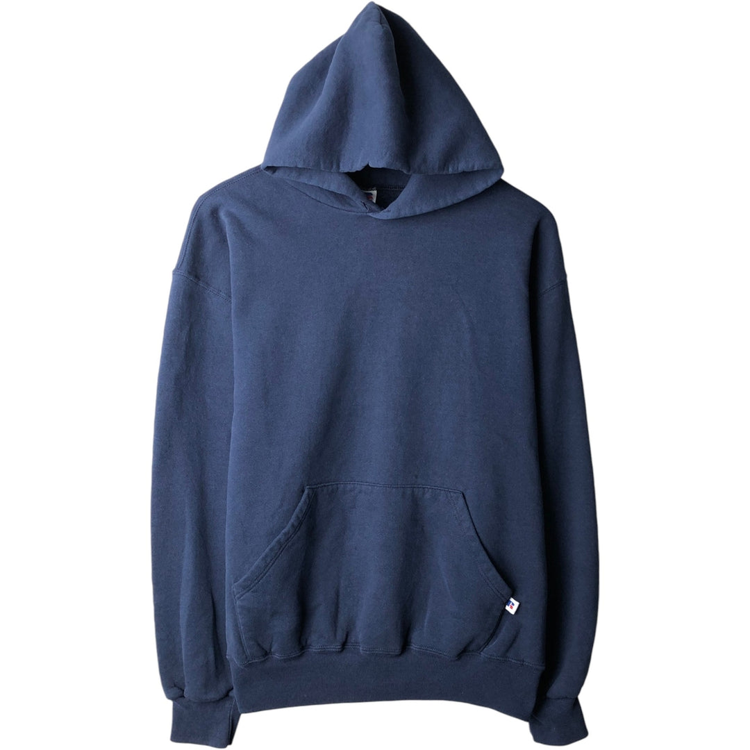 80s-90'S Russell sweatshirt pullover hoodie, made in USA, men's size L equivalent, vintage. cotton navy blue type Vintage Second Hand