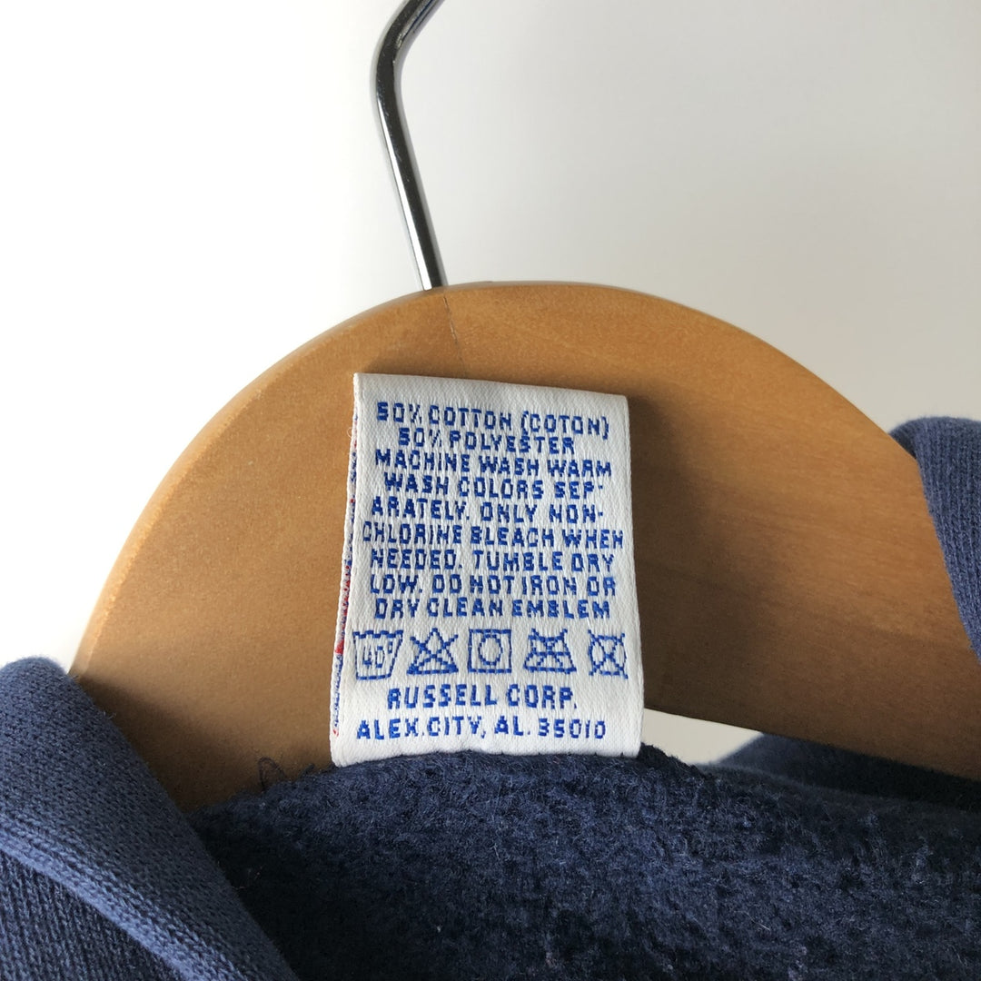 80s-90'S Russell sweatshirt pullover hoodie, made in USA, men's size L equivalent, vintage. cotton navy blue type Vintage Second Hand