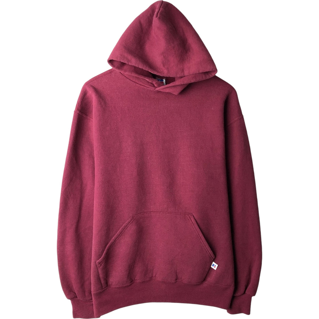 80s-90'S Russell sweatshirt pullover hoodie, made in USA, men's size L equivalent, vintage. cotton Red type red-purple Vintage Second Hand