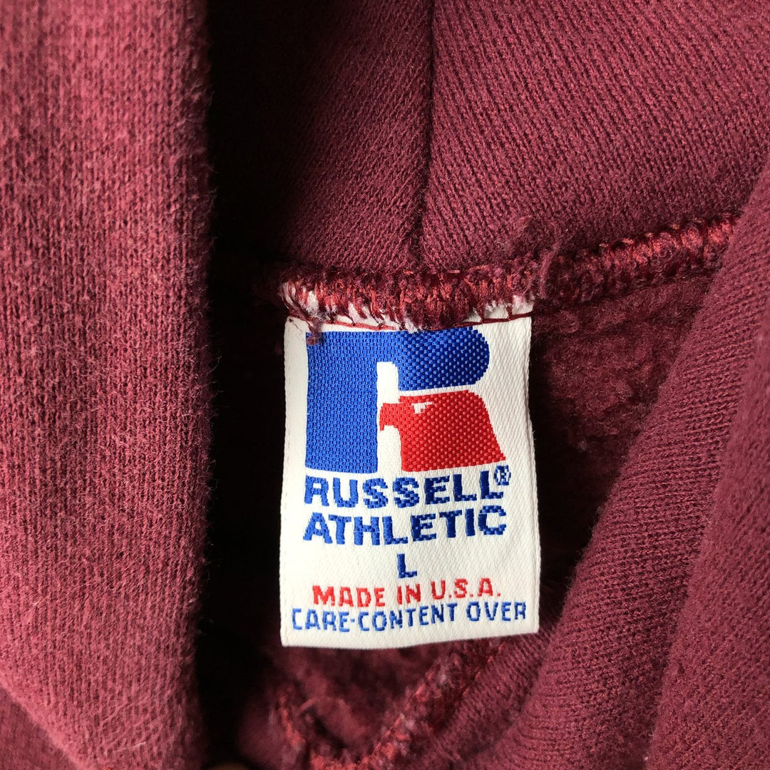 80s-90'S Russell sweatshirt pullover hoodie, made in USA, men's size L equivalent, vintage. cotton Red type red-purple Vintage Second Hand
