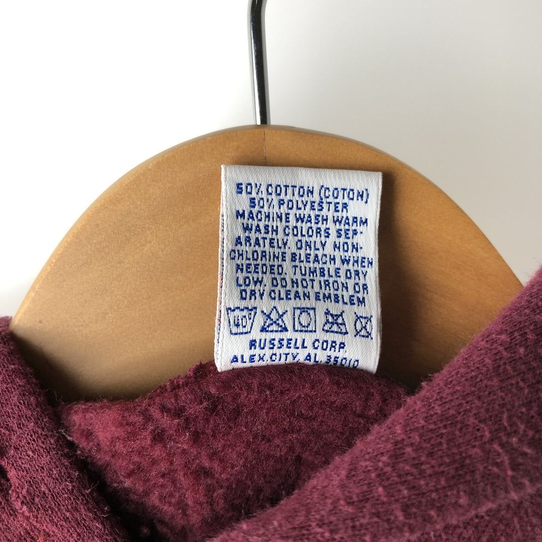 80s-90'S Russell sweatshirt pullover hoodie, made in USA, men's size L equivalent, vintage. cotton Red type red-purple Vintage Second Hand