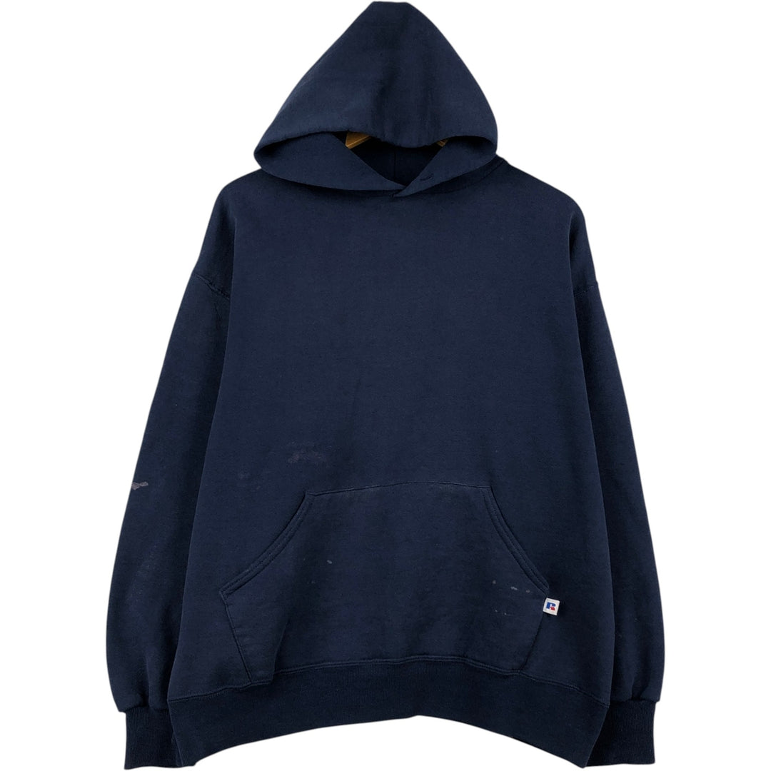 90'S Russell sweatshirt pullover hoodie, men's size L, vintage cotton navy blue type Vintage Second Hand