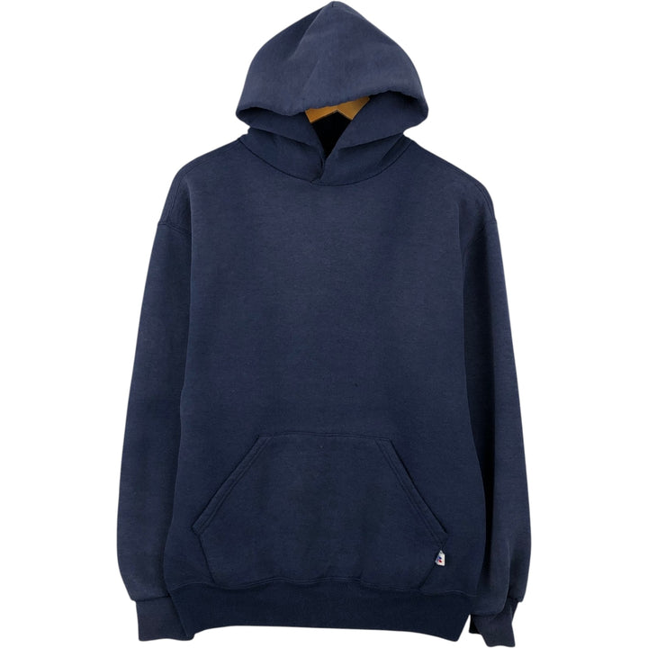 80s-90'S Russell sweatshirt pullover hoodie, made in USA, men's size M equivalent, vintage. cotton navy blue type Vintage Second Hand