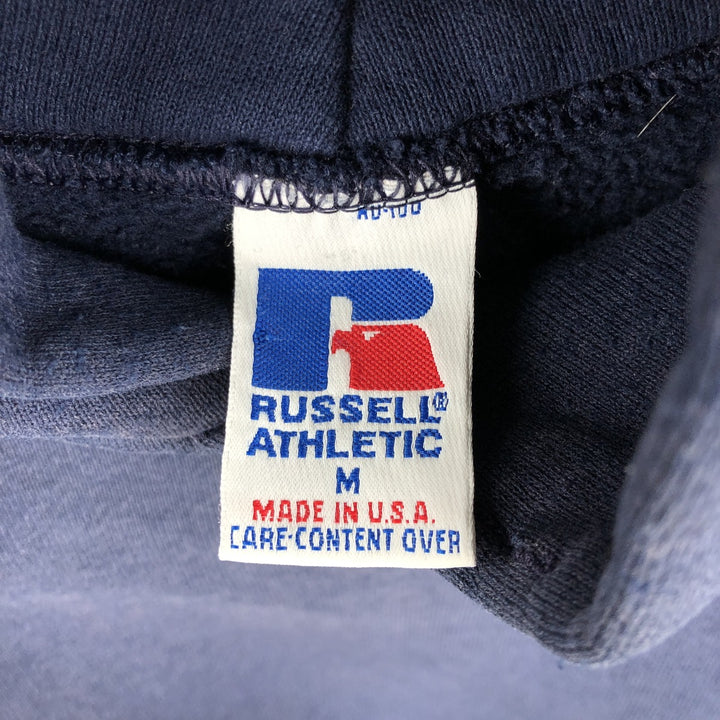 80s-90'S Russell sweatshirt pullover hoodie, made in USA, men's size M equivalent, vintage. cotton navy blue type Vintage Second Hand