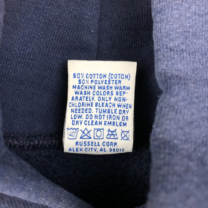 80s-90'S Russell sweatshirt pullover hoodie, made in USA, men's size M equivalent, vintage. cotton navy blue type Vintage Second Hand