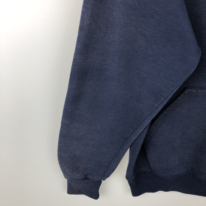 80s-90'S Russell sweatshirt pullover hoodie, made in USA, men's size M equivalent, vintage. cotton navy blue type Vintage Second Hand