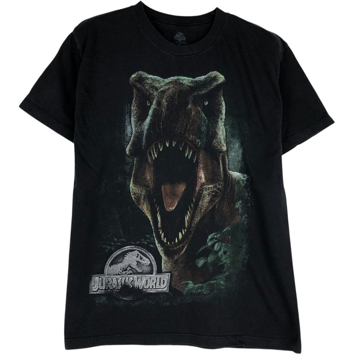 JURASSIC WORLD Movie T-shirt (Women's Size M) cotton black type Vintage Second Hand