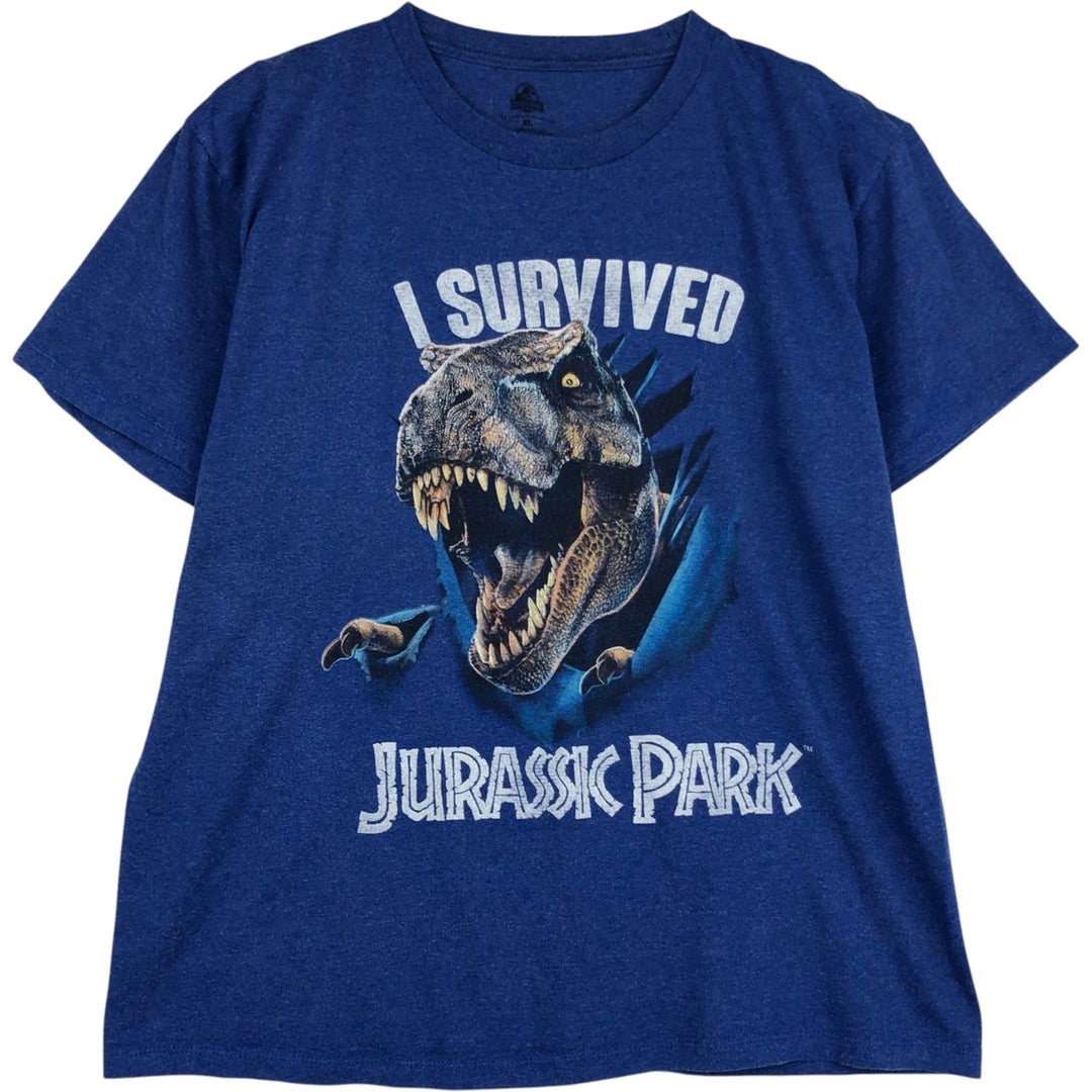 JURASSIC PARK Movie T-Shirt (Men's XL equivalent) cotton blue type Vintage Second Hand