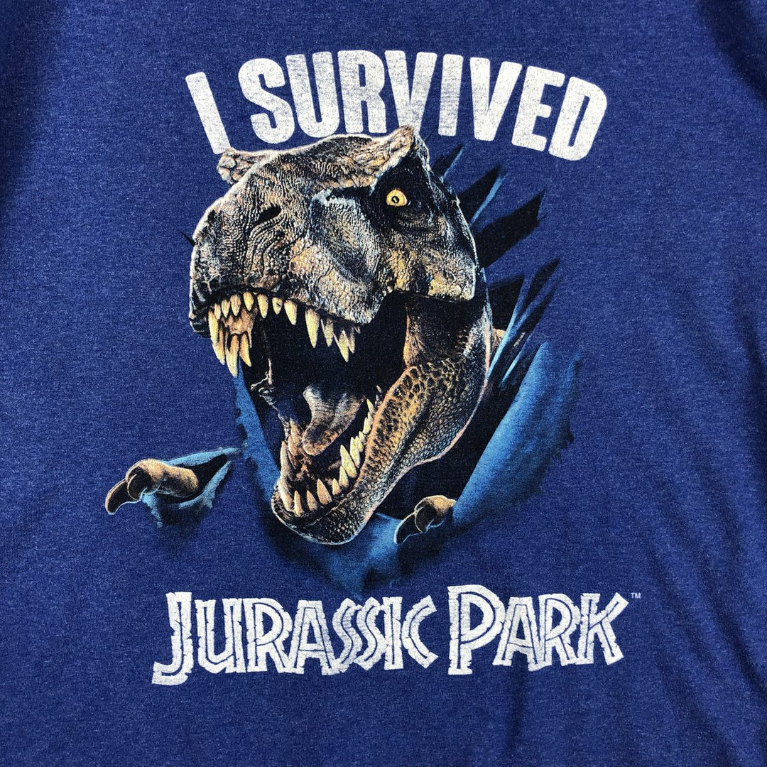 JURASSIC PARK Movie T-Shirt (Men's XL equivalent) cotton blue type Vintage Second Hand