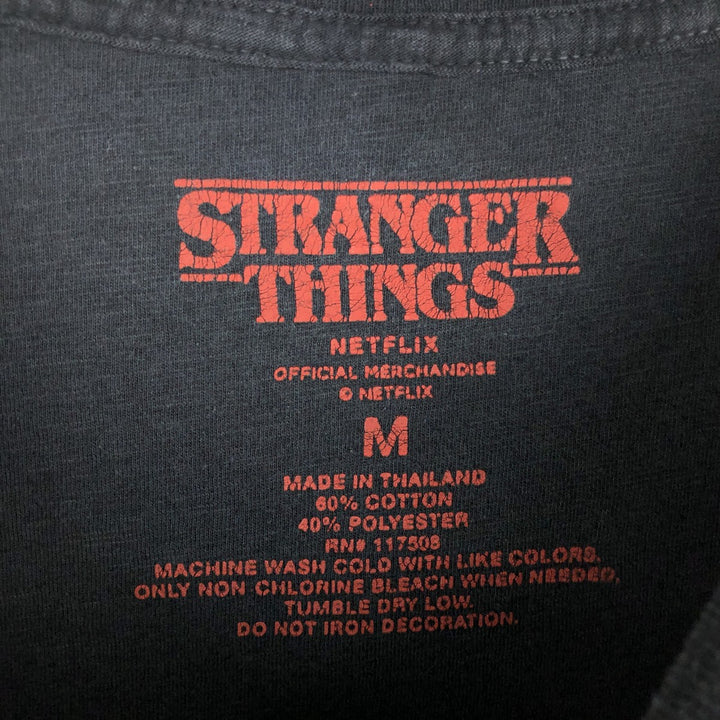 STRANGER THINGS Stranger Things Movie T-shirt Men's M size cotton black type Vintage Second Hand