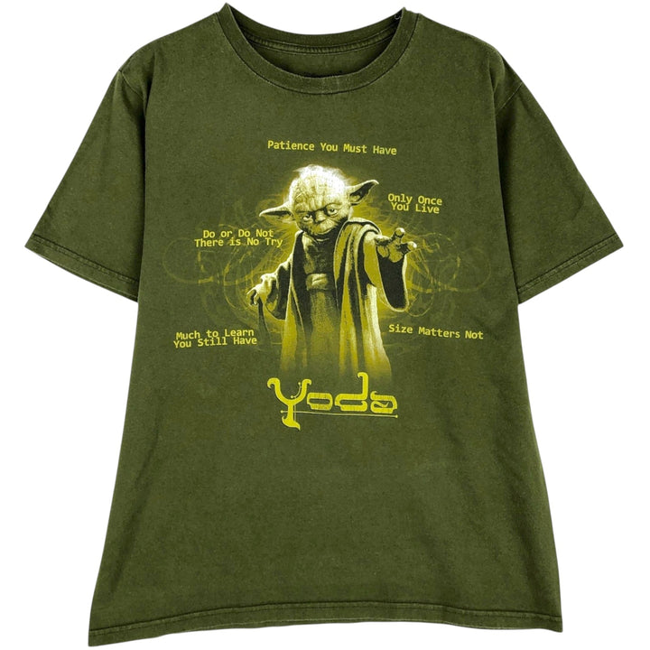 DISNEY STORE STAR WARS Yoda Movie T-Shirt (Men's Size S) unclear Khaki type Vintage Second Hand
