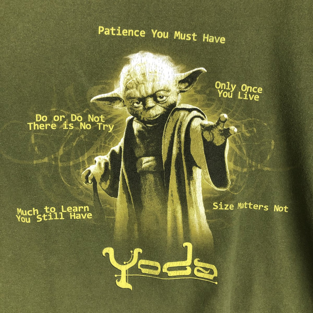 DISNEY STORE STAR WARS Yoda Movie T-Shirt (Men's Size S) unclear Khaki type Vintage Second Hand