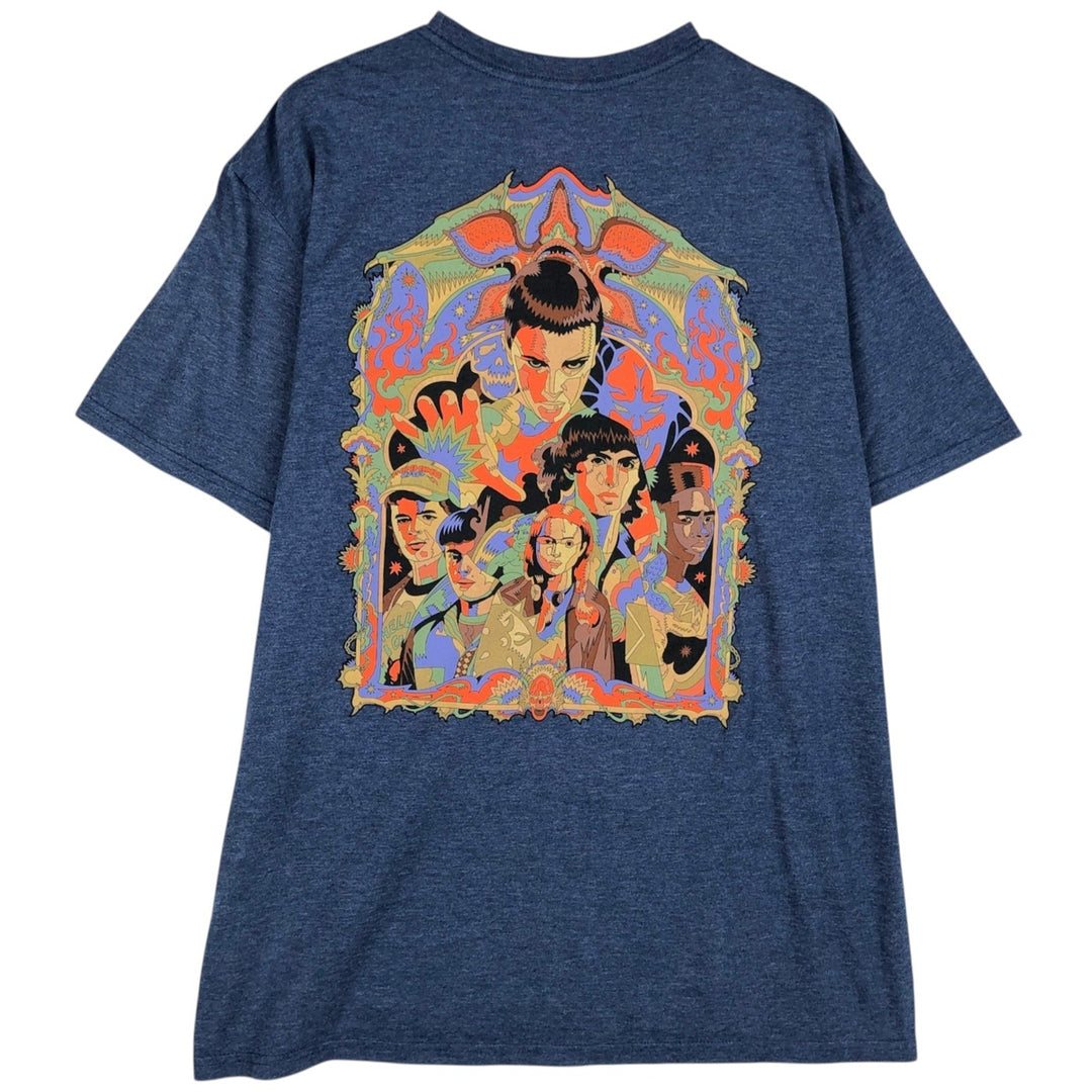 STRANGER THINGS Stranger Things Movie T-shirt Men's L size cotton navy blue type Vintage Second Hand