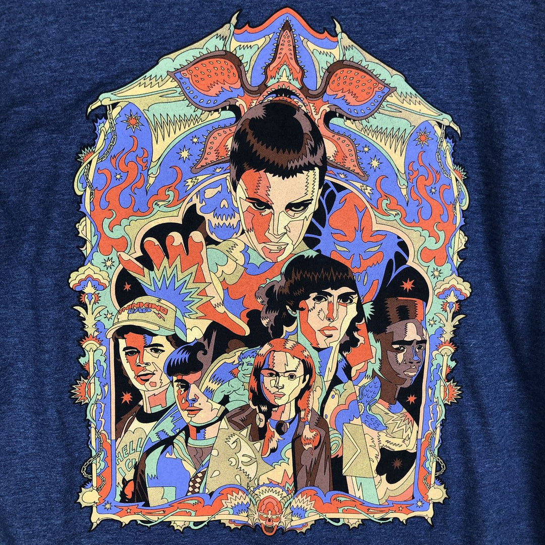 STRANGER THINGS Stranger Things Movie T-shirt Men's L size cotton navy blue type Vintage Second Hand