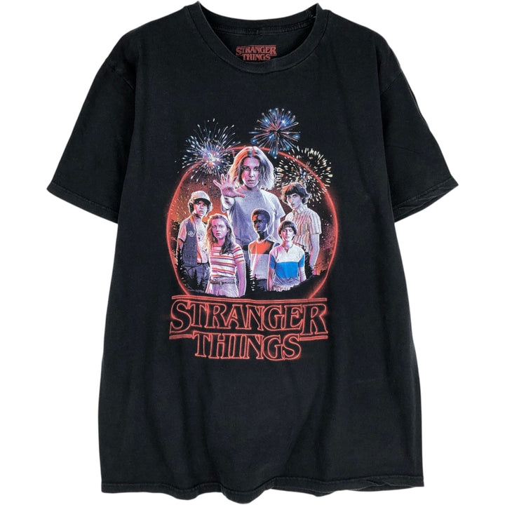 STRANGER THINGS Stranger Things Movie T-shirt Men's L size cotton black type Vintage Second Hand