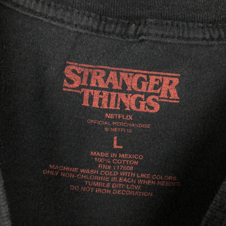 STRANGER THINGS Stranger Things Movie T-shirt Men's L size cotton black type Vintage Second Hand