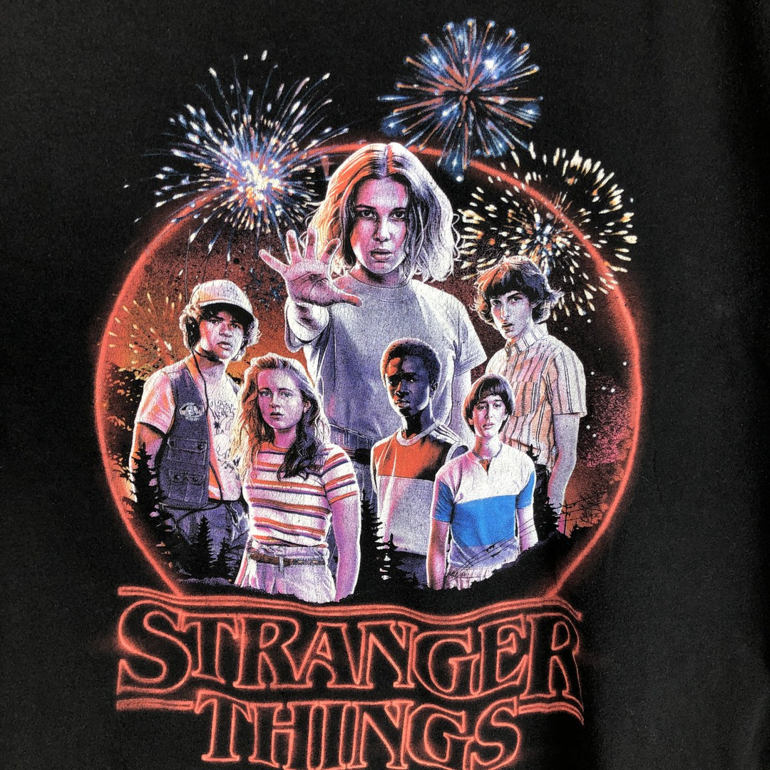 STRANGER THINGS Stranger Things Movie T-shirt Men's L size cotton black type Vintage Second Hand