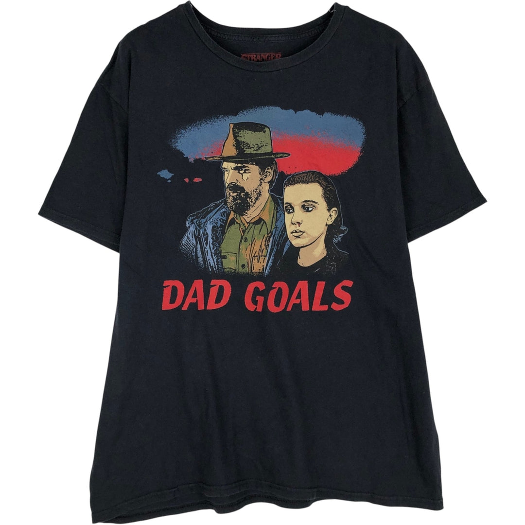 STRANGER THINGS Stranger Things Movie T-shirt Men's L size cotton black type Vintage Second Hand
