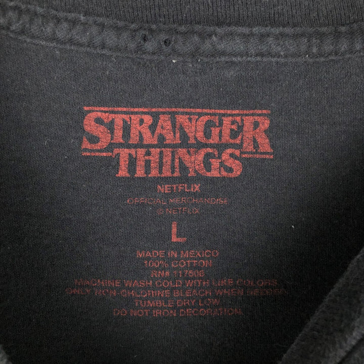 STRANGER THINGS Stranger Things Movie T-shirt Men's L size cotton black type Vintage Second Hand