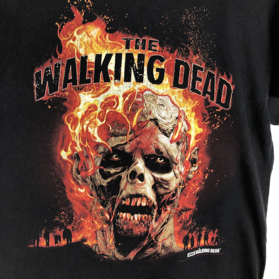 THE WALKING DEAD Fire Pattern Movie T-Shirt (Men's Size S) unclear black type Vintage Second Hand