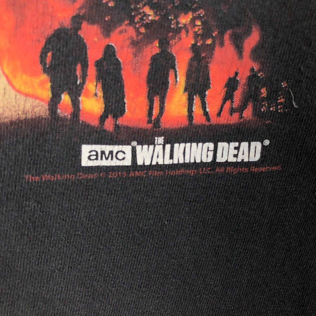 THE WALKING DEAD Fire Pattern Movie T-Shirt (Men's Size S) unclear black type Vintage Second Hand