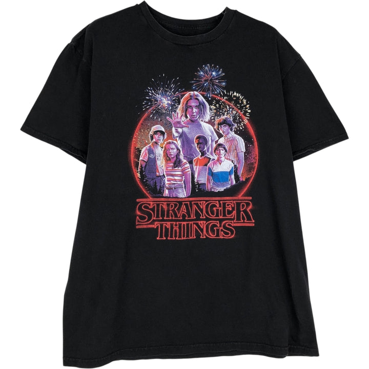 STRANGER THINGS Stranger Things Movie T-shirt Men's L size cotton black type Vintage Second Hand