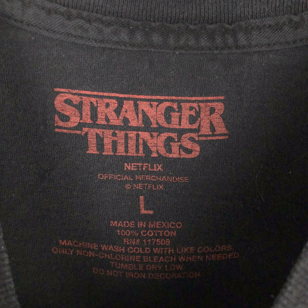 STRANGER THINGS Stranger Things Movie T-shirt Men's L size cotton black type Vintage Second Hand