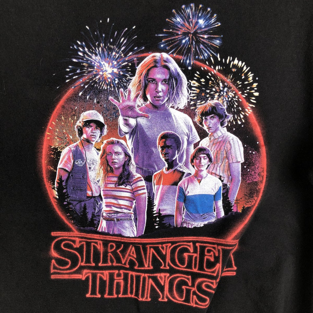 STRANGER THINGS Stranger Things Movie T-shirt Men's L size cotton black type Vintage Second Hand