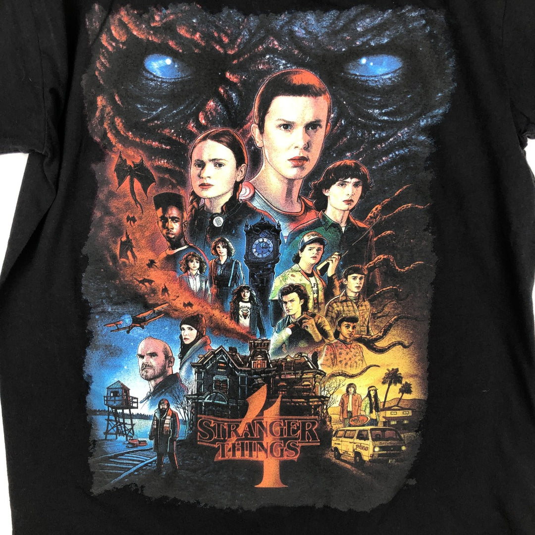 STRANGER THINGS Stranger Things Movie T-shirt Men's L size cotton black type Vintage Second Hand