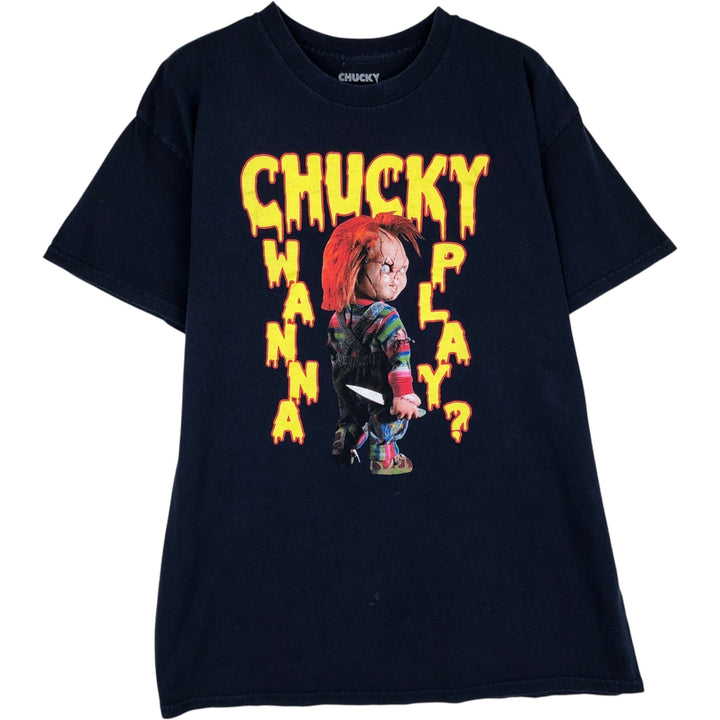 CHILD'S PLAY CHUCKY Movie T-Shirt (Men's Size L) cotton navy blue type Vintage Second Hand