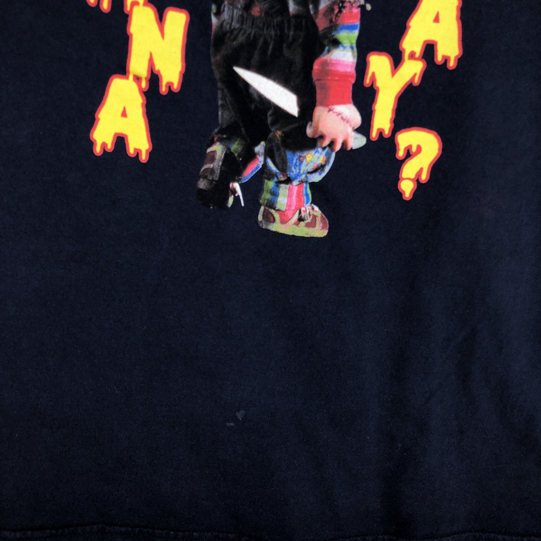 CHILD'S PLAY CHUCKY Movie T-Shirt (Men's Size L) cotton navy blue type Vintage Second Hand