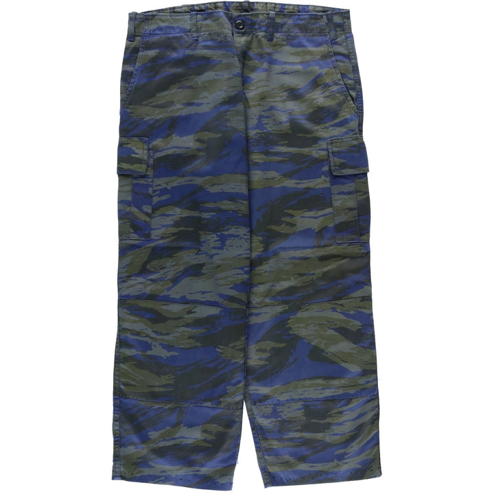 Camouflage pattern blue lizard camo military cargo pants, men's size W36 (approx.) unclear navy blue type Vintage Second Hand