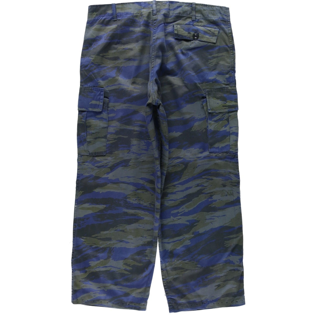 Camouflage pattern blue lizard camo military cargo pants, men's size W36 (approx.) unclear navy blue type Vintage Second Hand