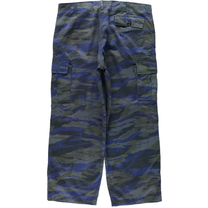 Camouflage pattern blue lizard camo military cargo pants, men's size W36 (approx.) unclear navy blue type Vintage Second Hand