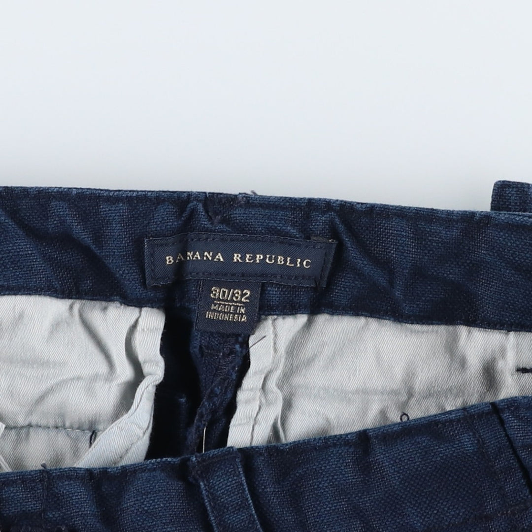 Banana Republic military cargo pants, men's size W30 (approx.) linen navy blue type Vintage Second Hand