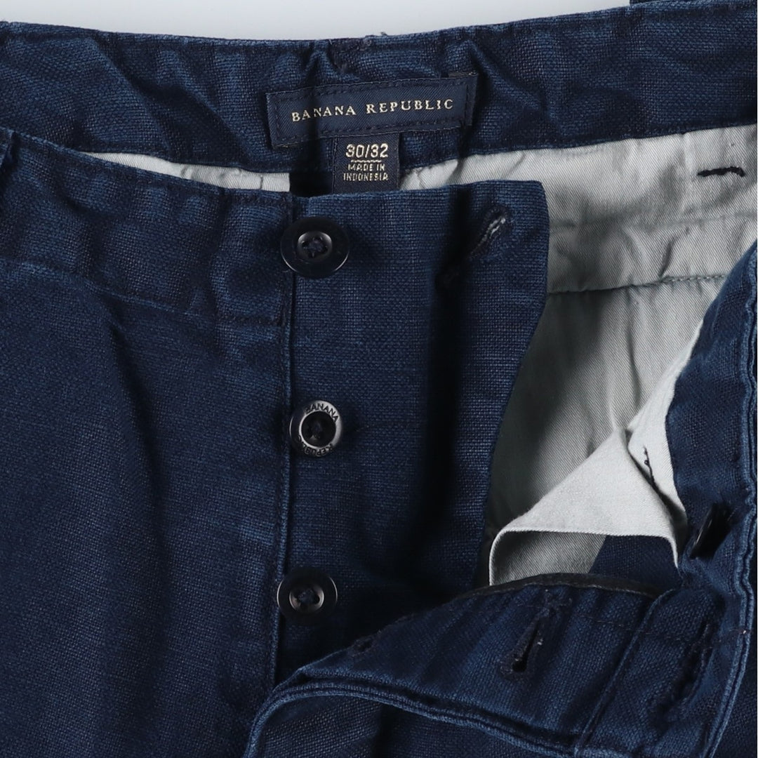 Banana Republic military cargo pants, men's size W30 (approx.) linen navy blue type Vintage Second Hand