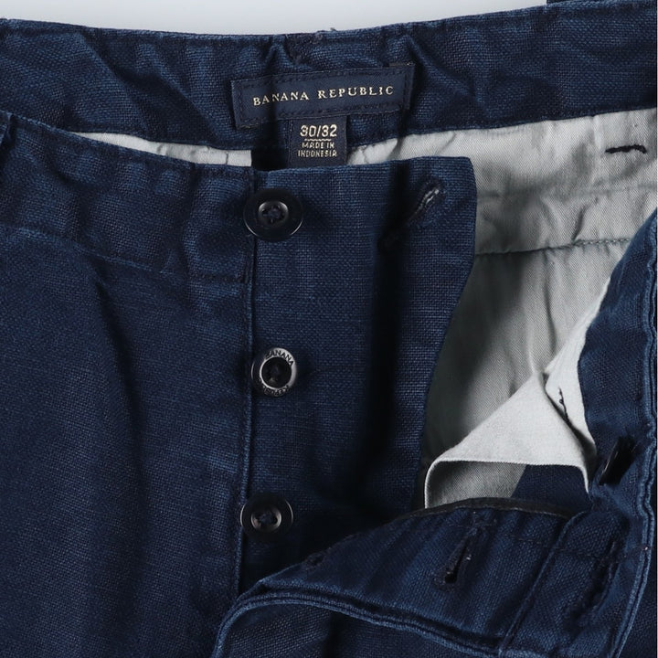 Banana Republic military cargo pants, men's size W30 (approx.) linen navy blue type Vintage Second Hand