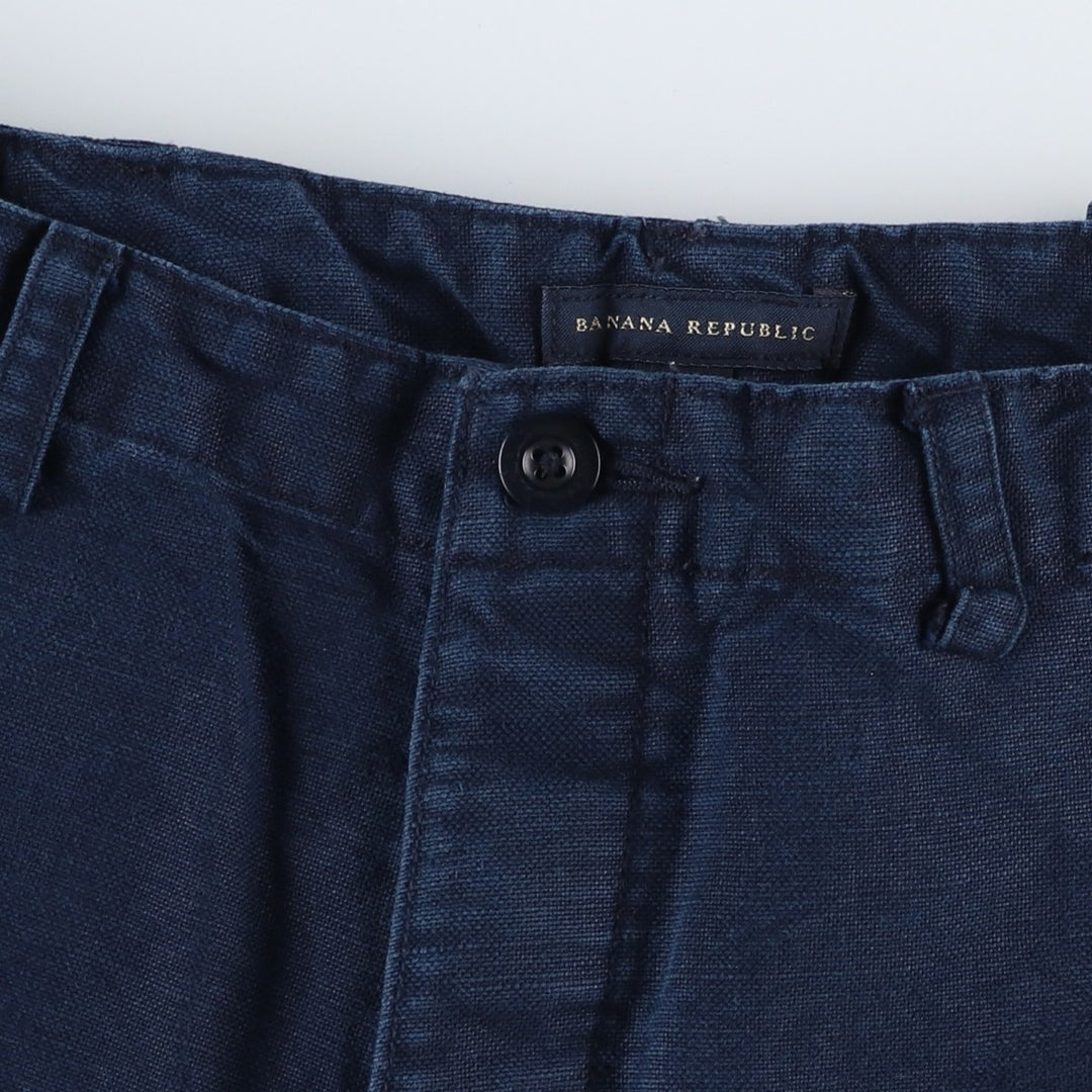 Banana Republic military cargo pants, men's size W30 (approx.) linen navy blue type Vintage Second Hand