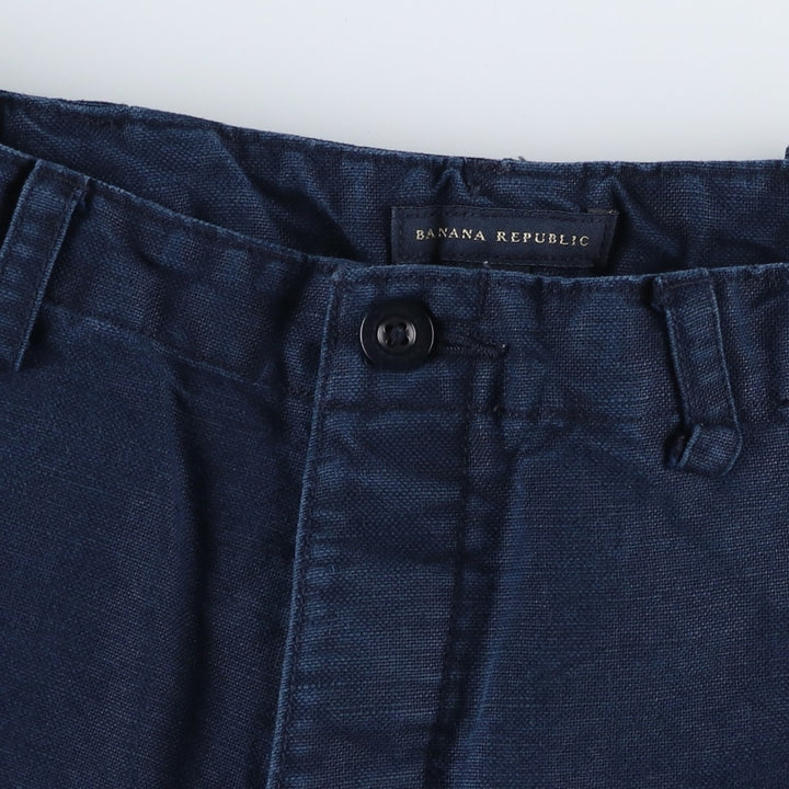 Banana Republic military cargo pants, men's size W30 (approx.) linen navy blue type Vintage Second Hand