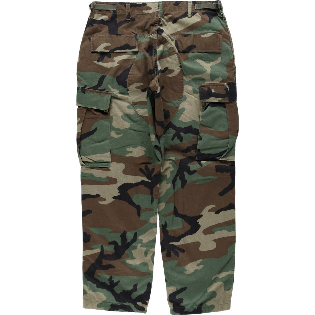 2000'S US Military Issue Camouflage Pattern Woodland Camo Military Cargo Pants Combat Pants Made in USA MEDIUM-SHORT Men's W35 equivalent Nylon Khaki type Vintage Second Hand