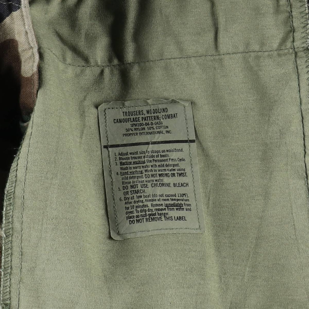 2000'S US Military Issue Camouflage Pattern Woodland Camo Military Cargo Pants Combat Pants Made in USA MEDIUM-SHORT Men's W35 equivalent Nylon Khaki type Vintage Second Hand