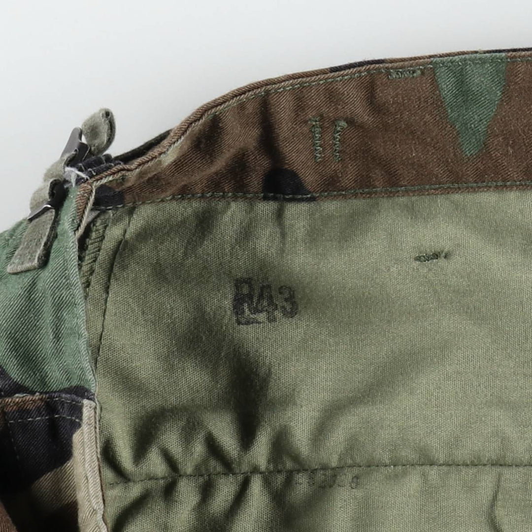 2000'S US Military Issue Camouflage Pattern Woodland Camo Military Cargo Pants Combat Pants Made in USA MEDIUM-SHORT Men's W35 equivalent Nylon Khaki type Vintage Second Hand