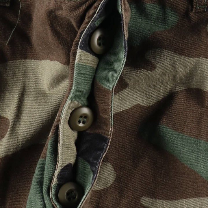 2000'S US Military Issue Camouflage Pattern Woodland Camo Military Cargo Pants Combat Pants Made in USA MEDIUM-SHORT Men's W35 equivalent Nylon Khaki type Vintage Second Hand
