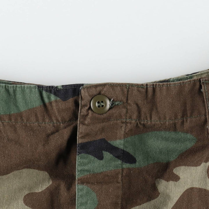 2000'S US Military Issue Camouflage Pattern Woodland Camo Military Cargo Pants Combat Pants Made in USA MEDIUM-SHORT Men's W35 equivalent Nylon Khaki type Vintage Second Hand
