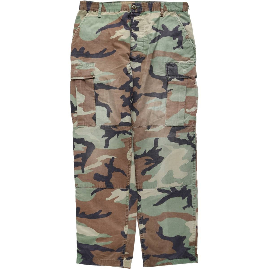 Camouflage Woodland Camo Ripstop Military Cargo Pants/Combat Pants, Medium-Regular Size (Men's W35 equivalent) unclear Khaki type Vintage Second Hand