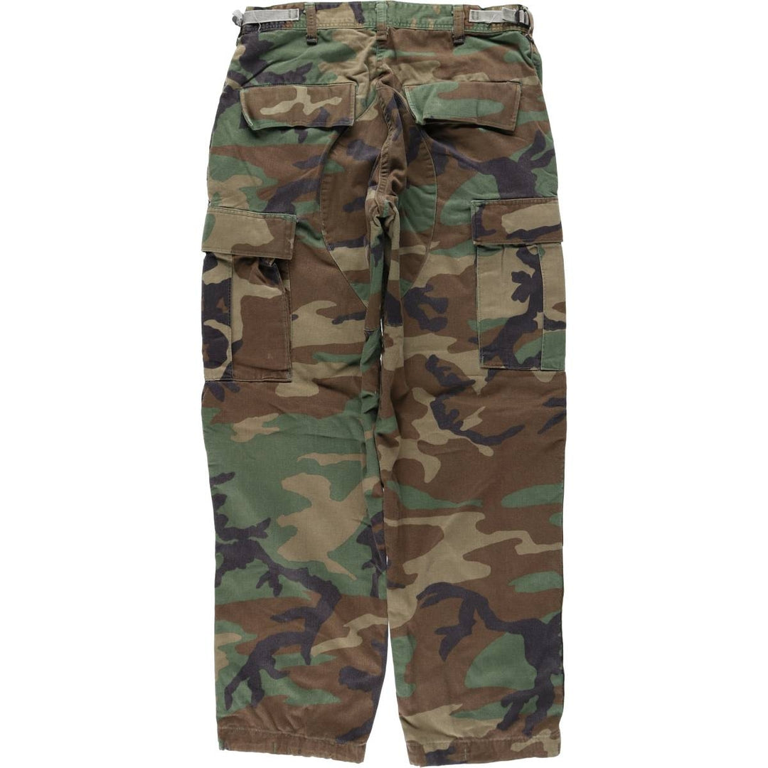 1990'S US Military Issue Camouflage Pattern Woodland Camo Military Cargo Pants Combat Pants Made in USA Small-Short Men's W30 Equivalent cotton Khaki type Vintage Second Hand