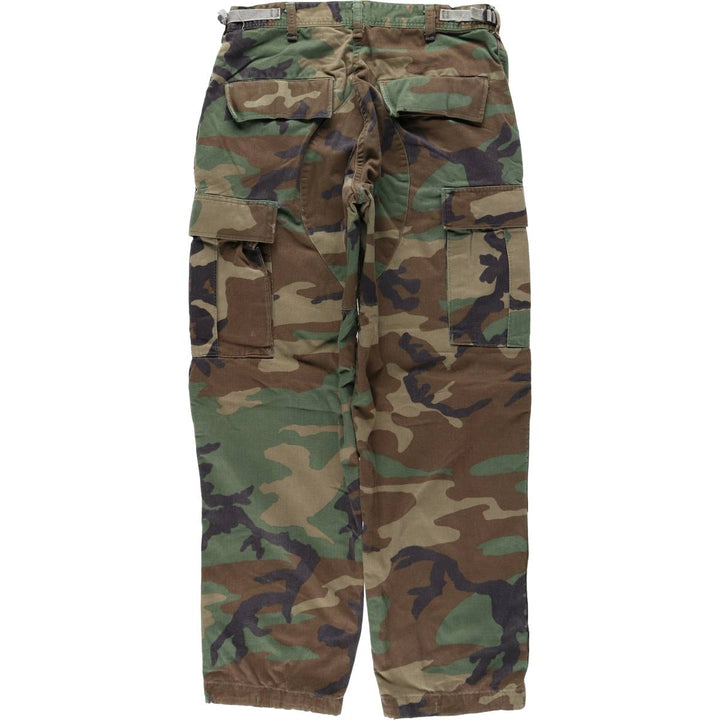 1990'S US Military Issue Camouflage Pattern Woodland Camo Military Cargo Pants Combat Pants Made in USA Small-Short Men's W30 Equivalent cotton Khaki type Vintage Second Hand
