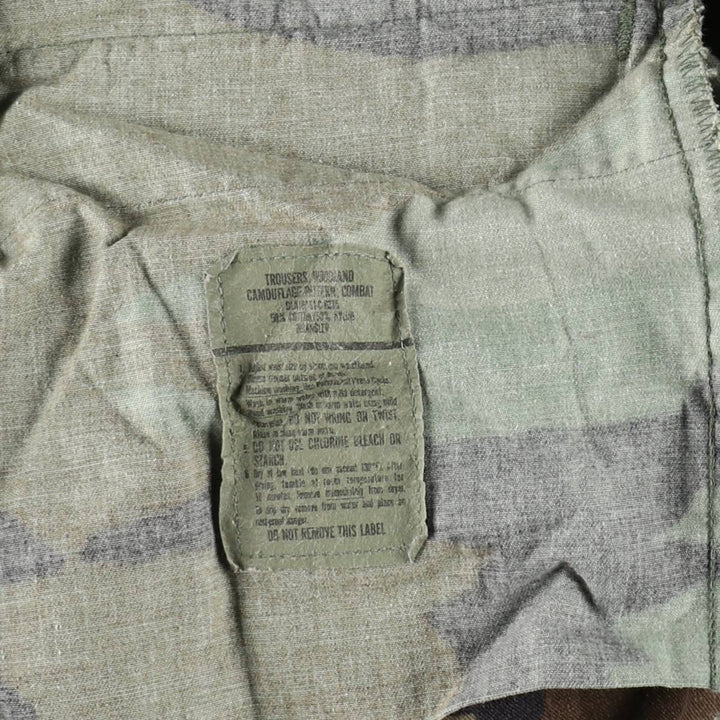 1990'S US Military Issue Camouflage Pattern Woodland Camo Military Cargo Pants Combat Pants Made in USA Small-Short Men's W30 Equivalent cotton Khaki type Vintage Second Hand